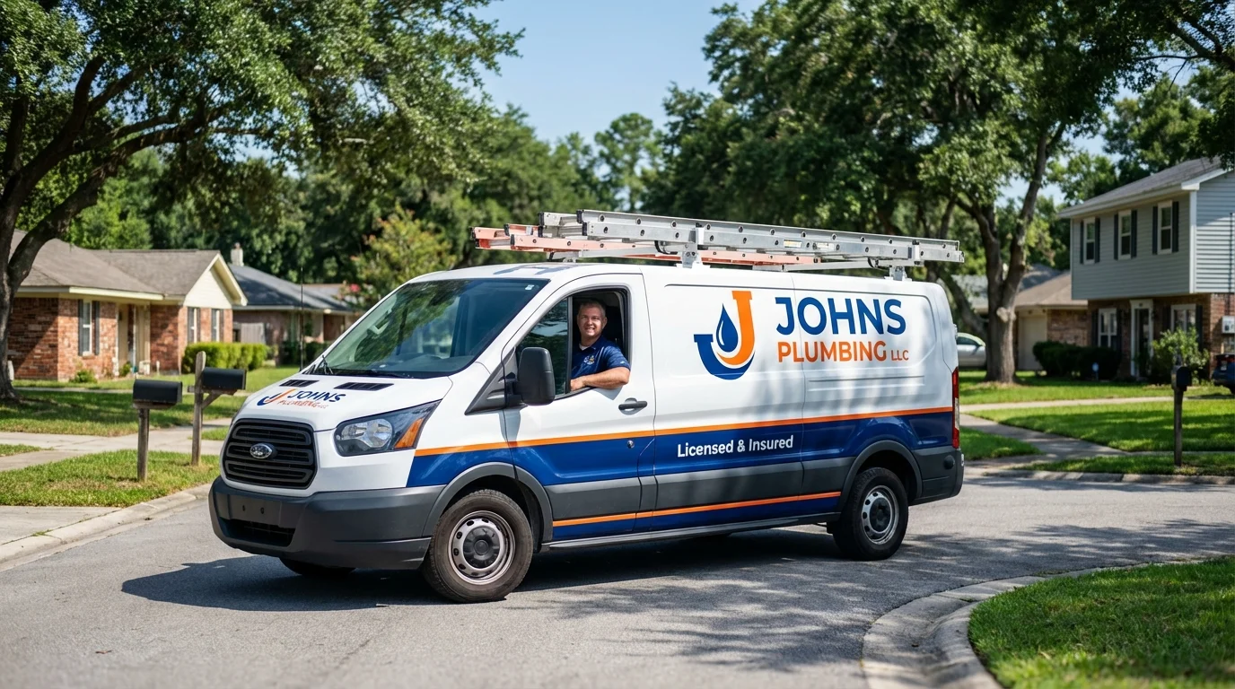 Johns Plumbing LLC service van in Chester, PA