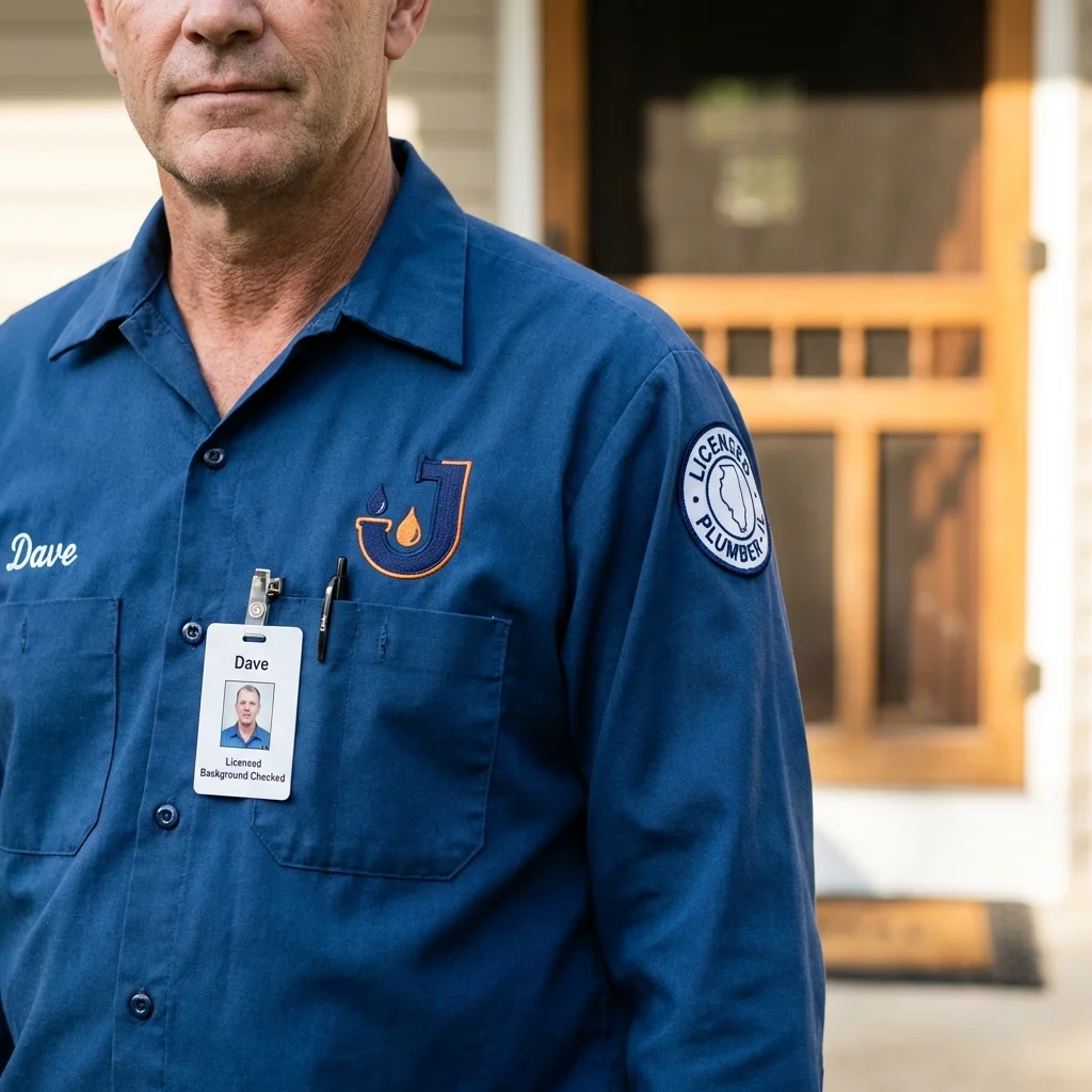 Licensed plumber showing ID badge in Chester, PA